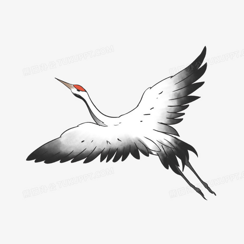 上海軟件設(shè)計(jì)中的手繪水墨飛翔仙鶴素材應(yīng)用